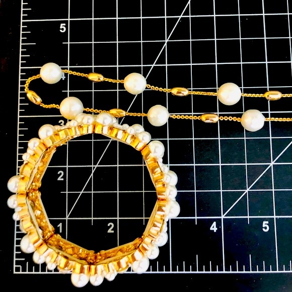Vintage Rhinestone Pearl Bracelet Necklace Lot - Picture 8 of 16